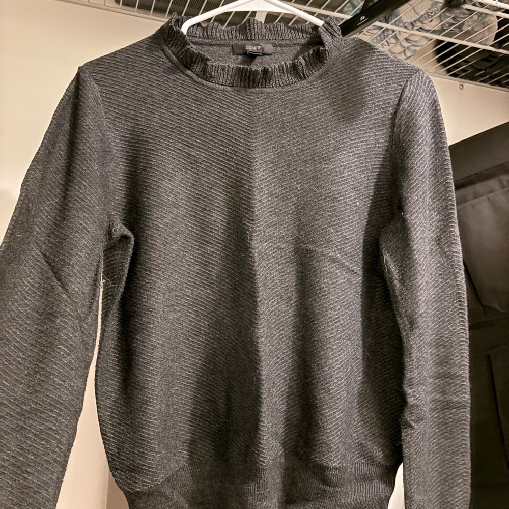 J. Crew Charcoal light ruffle Sweater